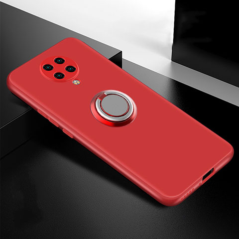 Coque Ultra Fine Silicone Souple Housse Etui avec Support Bague Anneau Aimante Magnetique T04 pour Xiaomi Poco F2 Pro Rouge