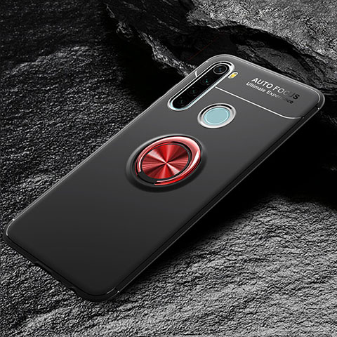 Coque Ultra Fine Silicone Souple Housse Etui avec Support Bague Anneau Aimante Magnetique T04 pour Xiaomi Redmi Note 8 Rouge et Noir