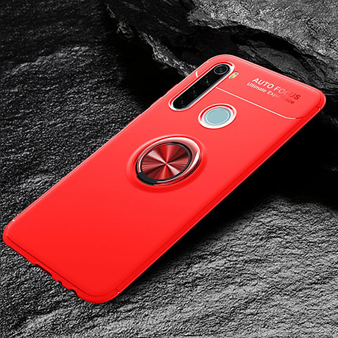 Coque Ultra Fine Silicone Souple Housse Etui avec Support Bague Anneau Aimante Magnetique T04 pour Xiaomi Redmi Note 8T Rouge