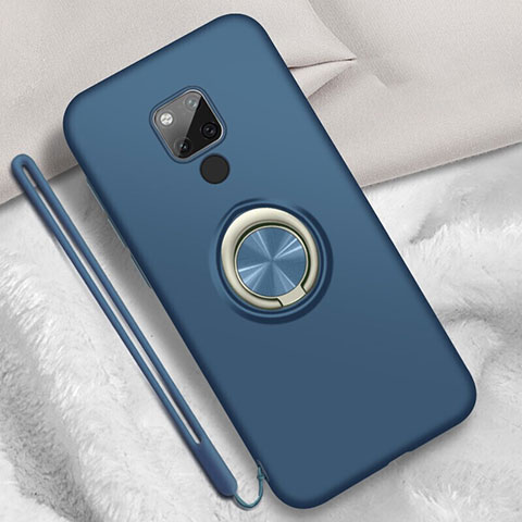 Coque Ultra Fine Silicone Souple Housse Etui avec Support Bague Anneau Aimante Magnetique T05 pour Huawei Mate 20 X 5G Bleu