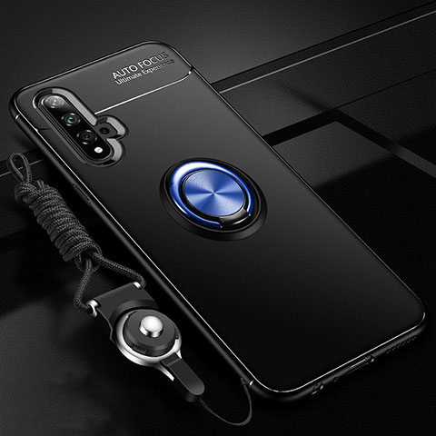 Coque Ultra Fine Silicone Souple Housse Etui avec Support Bague Anneau Aimante Magnetique T05 pour Huawei Nova 5 Pro Bleu et Noir