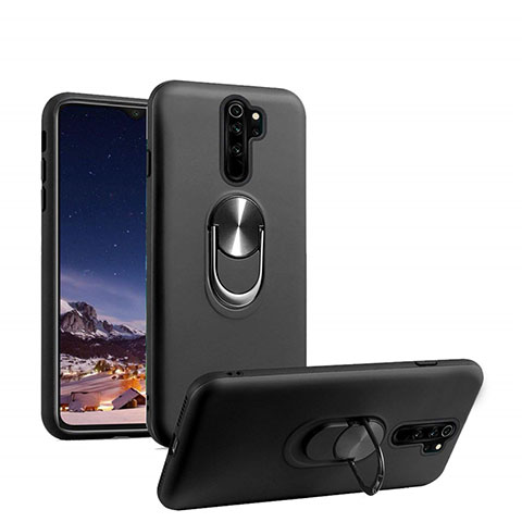 Coque Ultra Fine Silicone Souple Housse Etui avec Support Bague Anneau Aimante Magnetique T05 pour Xiaomi Redmi Note 8 Pro Noir