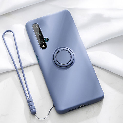 Coque Ultra Fine Silicone Souple Housse Etui avec Support Bague Anneau Aimante Magnetique T06 pour Huawei Nova 5T Violet