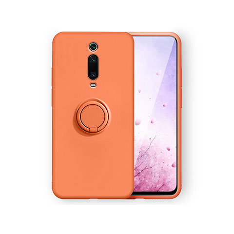 Coque Ultra Fine Silicone Souple Housse Etui avec Support Bague Anneau Aimante Magnetique T07 pour Xiaomi Mi 9T Orange