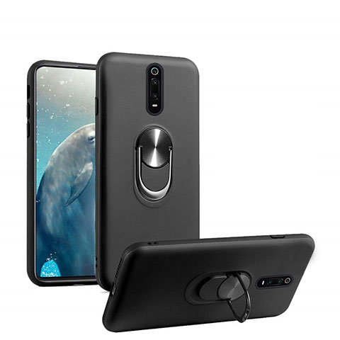 Coque Ultra Fine Silicone Souple Housse Etui avec Support Bague Anneau Aimante Magnetique T08 pour Xiaomi Mi 9T Pro Noir