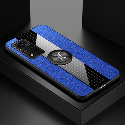 Coque Ultra Fine Silicone Souple Housse Etui avec Support Bague Anneau Aimante Magnetique X01L pour Huawei Honor V40 5G Bleu