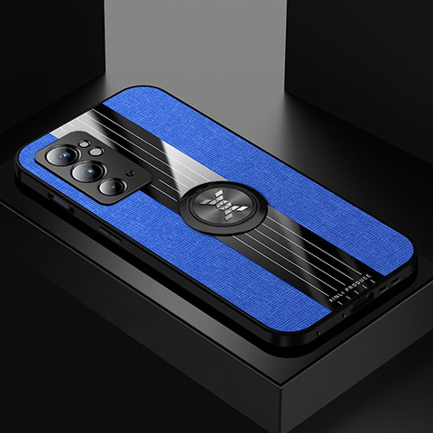 Coque Ultra Fine Silicone Souple Housse Etui avec Support Bague Anneau Aimante Magnetique X01L pour OnePlus 9RT 5G Bleu