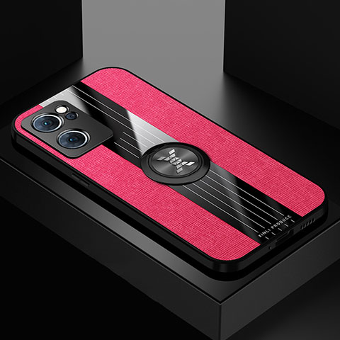 Coque Ultra Fine Silicone Souple Housse Etui avec Support Bague Anneau Aimante Magnetique X01L pour Oppo Find X5 Lite 5G Rouge