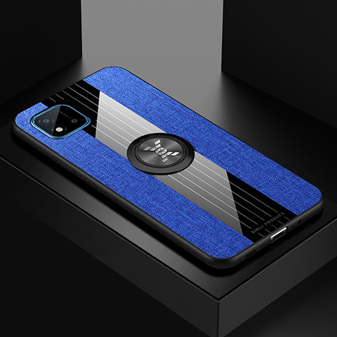 Coque Ultra Fine Silicone Souple Housse Etui avec Support Bague Anneau Aimante Magnetique X01L pour Realme C20 Bleu