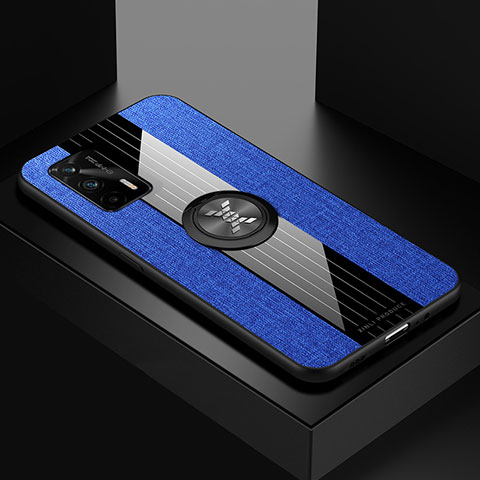 Coque Ultra Fine Silicone Souple Housse Etui avec Support Bague Anneau Aimante Magnetique X01L pour Realme GT 5G Bleu