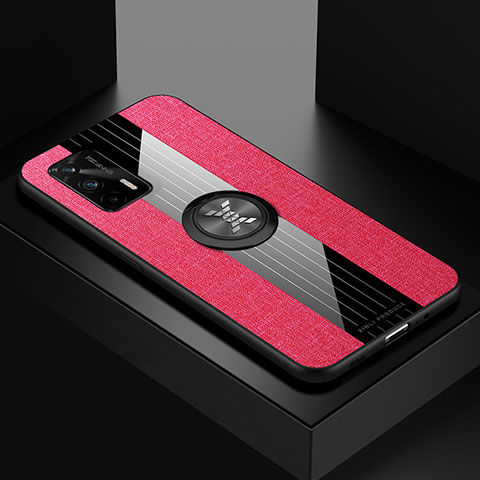 Coque Ultra Fine Silicone Souple Housse Etui avec Support Bague Anneau Aimante Magnetique X01L pour Realme Q3 Pro 5G Rouge