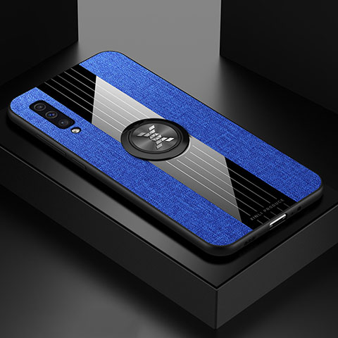 Coque Ultra Fine Silicone Souple Housse Etui avec Support Bague Anneau Aimante Magnetique X01L pour Samsung Galaxy A30S Bleu