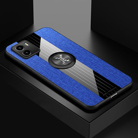 Coque Ultra Fine Silicone Souple Housse Etui avec Support Bague Anneau Aimante Magnetique X01L pour Vivo Y32t Bleu