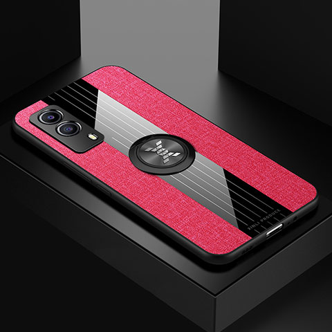 Coque Ultra Fine Silicone Souple Housse Etui avec Support Bague Anneau Aimante Magnetique X01L pour Vivo Y53s 5G Rouge