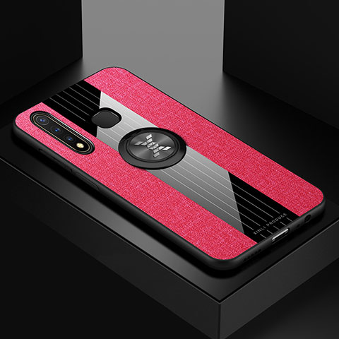 Coque Ultra Fine Silicone Souple Housse Etui avec Support Bague Anneau Aimante Magnetique X01L pour Vivo Y5s Rouge