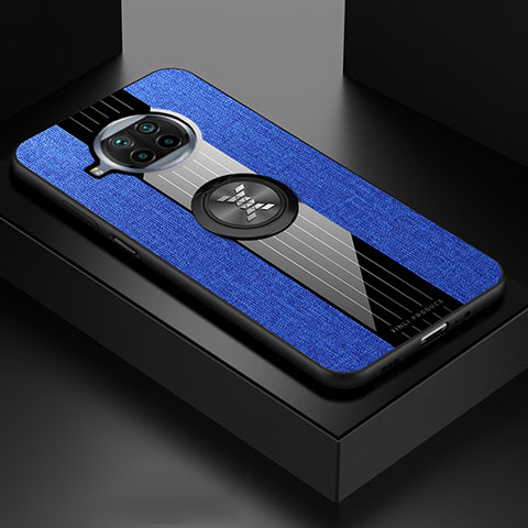 Coque Ultra Fine Silicone Souple Housse Etui avec Support Bague Anneau Aimante Magnetique X01L pour Xiaomi Mi 10i 5G Bleu