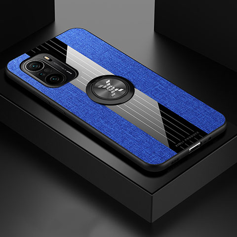 Coque Ultra Fine Silicone Souple Housse Etui avec Support Bague Anneau Aimante Magnetique X01L pour Xiaomi Mi 11X Pro 5G Bleu