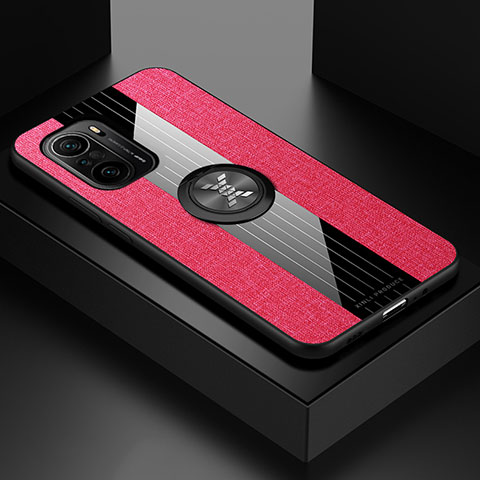 Coque Ultra Fine Silicone Souple Housse Etui avec Support Bague Anneau Aimante Magnetique X01L pour Xiaomi Mi 11X Pro 5G Rouge