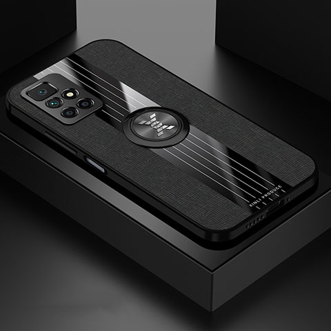 Coque Ultra Fine Silicone Souple Housse Etui avec Support Bague Anneau Aimante Magnetique X01L pour Xiaomi Redmi 10 (2022) Noir