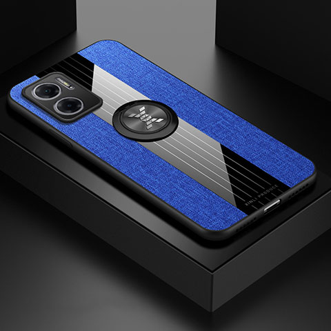 Coque Ultra Fine Silicone Souple Housse Etui avec Support Bague Anneau Aimante Magnetique X01L pour Xiaomi Redmi 10 5G Bleu