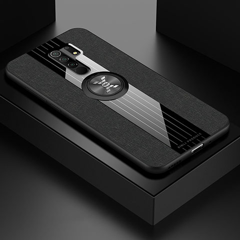Coque Ultra Fine Silicone Souple Housse Etui avec Support Bague Anneau Aimante Magnetique X01L pour Xiaomi Redmi 9 Noir