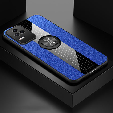 Coque Ultra Fine Silicone Souple Housse Etui avec Support Bague Anneau Aimante Magnetique X01L pour Xiaomi Redmi K50 5G Bleu