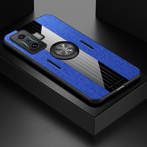 Coque Ultra Fine Silicone Souple Housse Etui avec Support Bague Anneau Aimante Magnetique X01L pour Xiaomi Redmi K50 Gaming AMG F1 5G Bleu