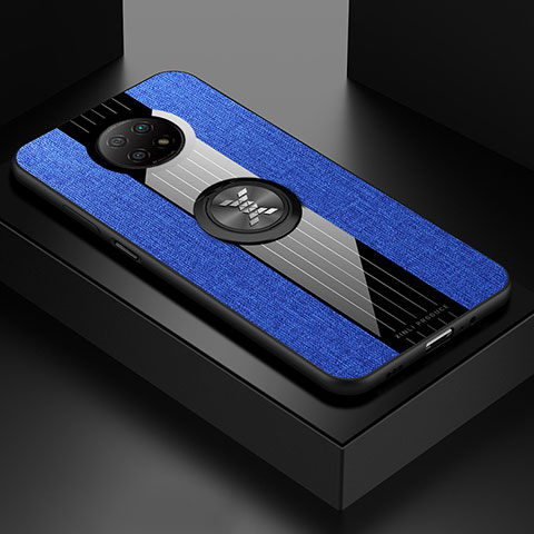 Coque Ultra Fine Silicone Souple Housse Etui avec Support Bague Anneau Aimante Magnetique X01L pour Xiaomi Redmi Note 9T 5G Bleu