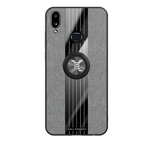 Coque Ultra Fine Silicone Souple Housse Etui avec Support Bague Anneau Aimante Magnetique X02L pour Samsung Galaxy A10s Gris