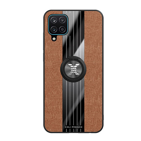 Coque Ultra Fine Silicone Souple Housse Etui avec Support Bague Anneau Aimante Magnetique X02L pour Samsung Galaxy A12 5G Marron