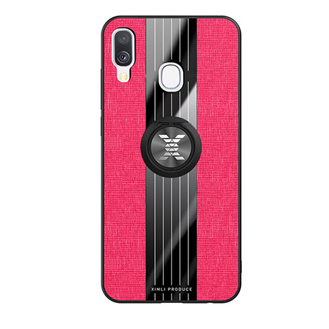 Coque Ultra Fine Silicone Souple Housse Etui avec Support Bague Anneau Aimante Magnetique X02L pour Samsung Galaxy A40 Rouge