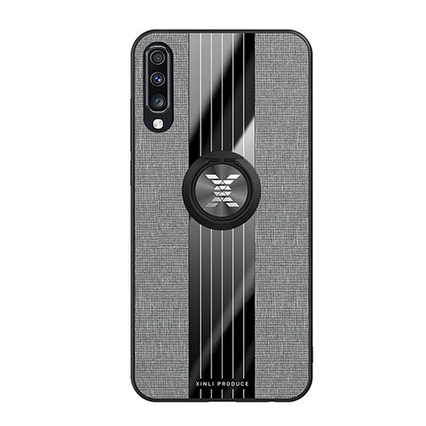 Coque Ultra Fine Silicone Souple Housse Etui avec Support Bague Anneau Aimante Magnetique X02L pour Samsung Galaxy A70S Gris