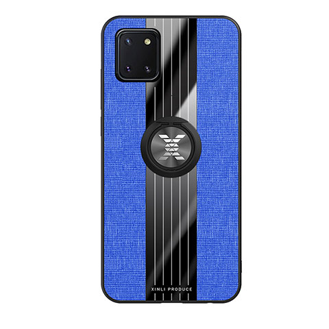 Coque Ultra Fine Silicone Souple Housse Etui avec Support Bague Anneau Aimante Magnetique X02L pour Samsung Galaxy A81 Bleu