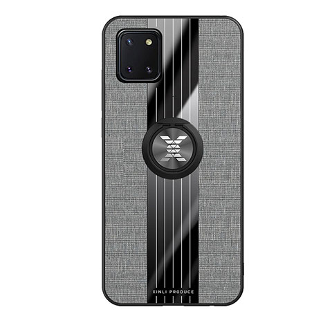 Coque Ultra Fine Silicone Souple Housse Etui avec Support Bague Anneau Aimante Magnetique X02L pour Samsung Galaxy A81 Gris