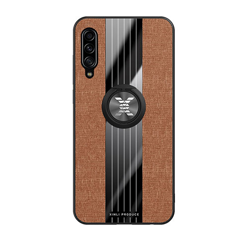 Coque Ultra Fine Silicone Souple Housse Etui avec Support Bague Anneau Aimante Magnetique X02L pour Samsung Galaxy A90 5G Marron