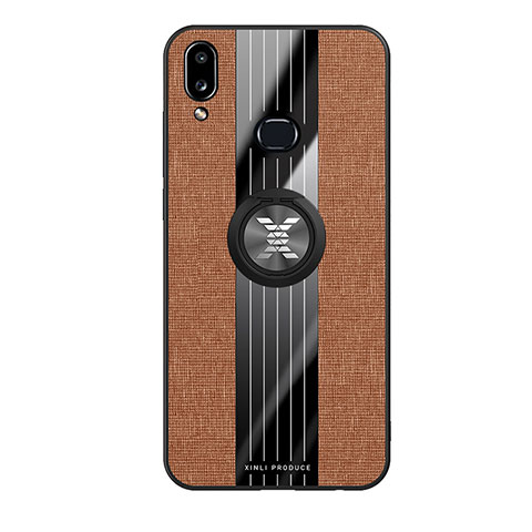 Coque Ultra Fine Silicone Souple Housse Etui avec Support Bague Anneau Aimante Magnetique X02L pour Samsung Galaxy M01s Marron