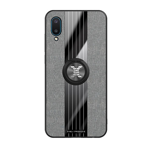 Coque Ultra Fine Silicone Souple Housse Etui avec Support Bague Anneau Aimante Magnetique X02L pour Samsung Galaxy M02 Gris