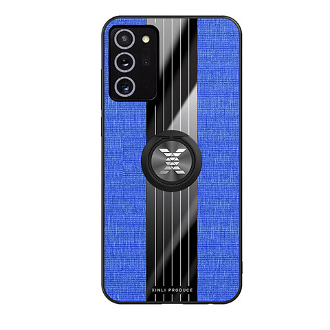 Coque Ultra Fine Silicone Souple Housse Etui avec Support Bague Anneau Aimante Magnetique X02L pour Samsung Galaxy Note 20 5G Bleu