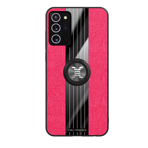 Coque Ultra Fine Silicone Souple Housse Etui avec Support Bague Anneau Aimante Magnetique X02L pour Samsung Galaxy Note 20 5G Rouge