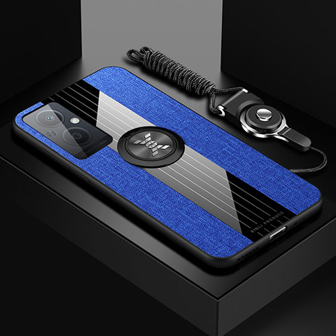 Coque Ultra Fine Silicone Souple Housse Etui avec Support Bague Anneau Aimante Magnetique X03L pour OnePlus Nord N20 5G Bleu