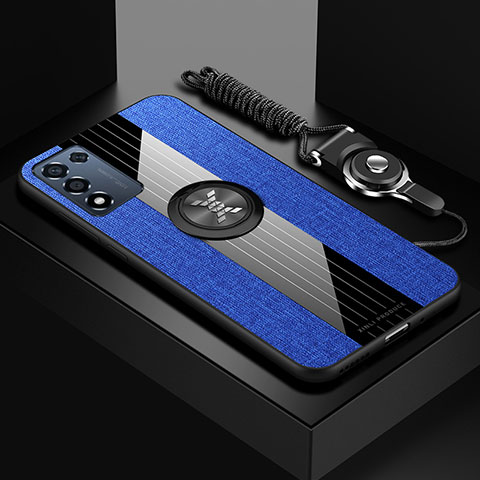 Coque Ultra Fine Silicone Souple Housse Etui avec Support Bague Anneau Aimante Magnetique X03L pour Oppo K9S 5G Bleu