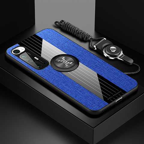 Coque Ultra Fine Silicone Souple Housse Etui avec Support Bague Anneau Aimante Magnetique X03L pour Xiaomi Mi 10S 5G Bleu