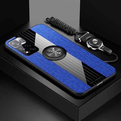 Coque Ultra Fine Silicone Souple Housse Etui avec Support Bague Anneau Aimante Magnetique X03L pour Xiaomi Mi 11i 5G (2022) Bleu