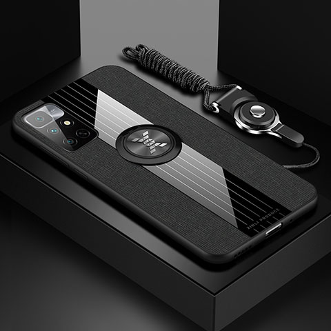 Coque Ultra Fine Silicone Souple Housse Etui avec Support Bague Anneau Aimante Magnetique X03L pour Xiaomi Redmi 10 (2022) Noir