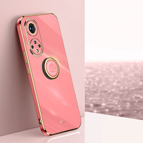 Coque Ultra Fine Silicone Souple Housse Etui avec Support Bague Anneau Aimante Magnetique XL1 pour Huawei Honor 50 Pro 5G Rose Rouge