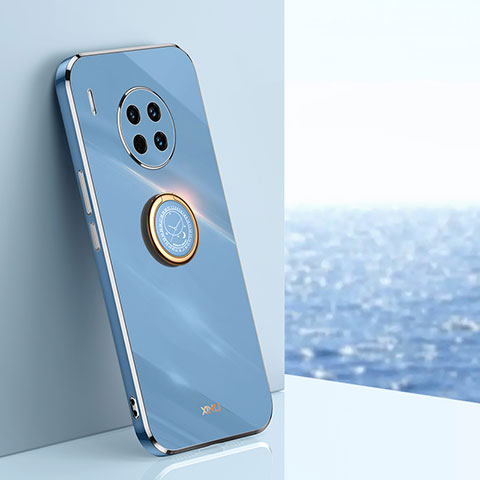 Coque Ultra Fine Silicone Souple Housse Etui avec Support Bague Anneau Aimante Magnetique XL1 pour Huawei Nova 8i Bleu
