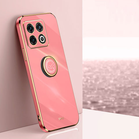 Coque Ultra Fine Silicone Souple Housse Etui avec Support Bague Anneau Aimante Magnetique XL1 pour OnePlus 10T 5G Rose Rouge