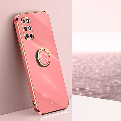 Coque Ultra Fine Silicone Souple Housse Etui avec Support Bague Anneau Aimante Magnetique XL1 pour OnePlus 9R 5G Rose Rouge