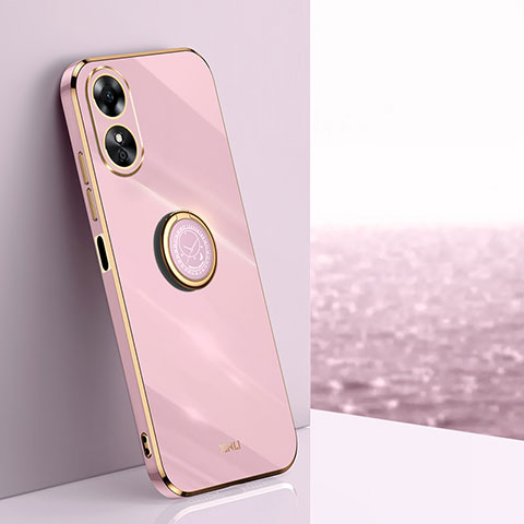 Coque Ultra Fine Silicone Souple Housse Etui avec Support Bague Anneau Aimante Magnetique XL1 pour Oppo A17 Rose