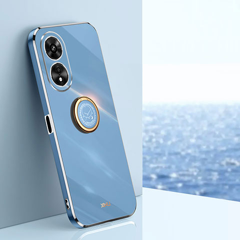 Coque Ultra Fine Silicone Souple Housse Etui avec Support Bague Anneau Aimante Magnetique XL1 pour Oppo A1x 5G Bleu